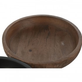 Centrotavola Home ESPRIT Marrone Nero Marrone Chiaro Legno di mango Coloniale 25 x 25 x 9 cm (3 Unità)