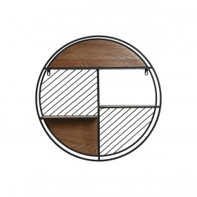 Scaffale Home ESPRIT Nero Naturale Metallo Legno MDF 60 x 12 x 60 cm Da muro