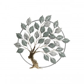 Decorazione da Parete Home ESPRIT Verde Dorato Albero Cottage 73 x 4,4 x 73 cm