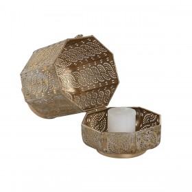 Set di Portacandele Home ESPRIT Dorato Metallo 25 x 25 x 40 cm
