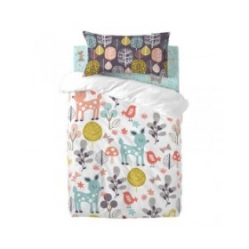 Set di copripiumino HappyFriday Moshi Moshi Woodland Multicolore Culla Neonato 2 Pezzi