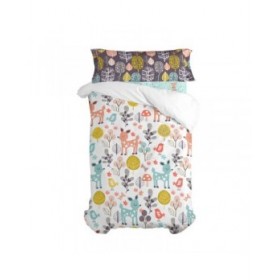 Set di copripiumino HappyFriday Moshi Moshi Woodland Multicolore Singolo 2 Pezzi