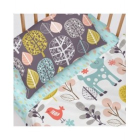 Set di Lenzuola HappyFriday Moshi Moshi Woodland Multicolore Culla Neonato 2 Pezzi