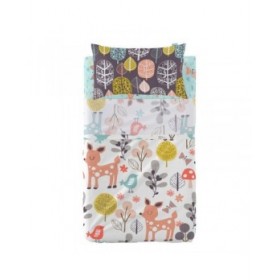 Set di Lenzuola HappyFriday Moshi Moshi Woodland Multicolore Culla Neonato 2 Pezzi