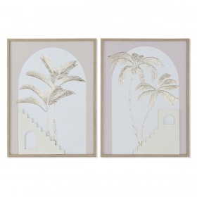Quadro Home ESPRIT Bianco Beige Palme Scandinavo 45 x 2,2 x 60 cm (2 Unità)