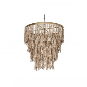 Lampadario Home ESPRIT Dorato Naturale Legno Metallo 70 x 70 x 157 cm