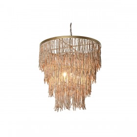 Lampadario Home ESPRIT Dorato Naturale Legno Metallo 70 x 70 x 157 cm