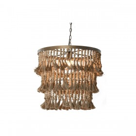 Lampadario Home ESPRIT Marrone Naturale Legno Metallo 50 W 53 x 53 x 123 cm