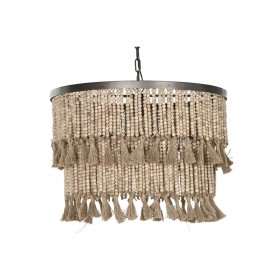 Lampadario Home ESPRIT Marrone Naturale Legno Metallo 50 W 61 x 61 x 117 cm