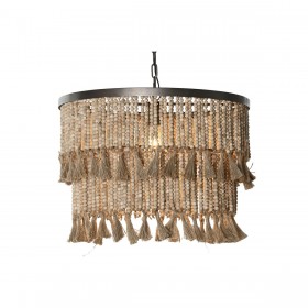 Lampadario Home ESPRIT Marrone Naturale Legno Metallo 50 W 61 x 61 x 117 cm