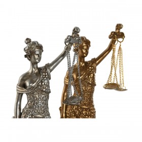 Statua Decorativa Home ESPRIT Dorato Argentato Resina 8,5 x 7,5 x 25 cm (2 Unità)