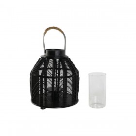 Portacandele Home ESPRIT Nero Metallo 26,5 x 26,5 x 28 cm
