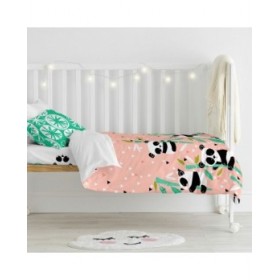 Set di copripiumino HappyFriday Moshi Moshi Panda Garden Rosa Culla Neonato 2 Pezzi
