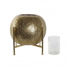 Portacandele Home ESPRIT Dorato Metallo Cristallo 29 x 29 x 26,5 cm