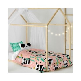 Set di copripiumino HappyFriday Moshi Moshi Panda Garden Rosa Singolo 2 Pezzi