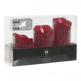 Candela LED Home ESPRIT Rosso 26,5 x 8 x 17 cm (3 Pezzi)