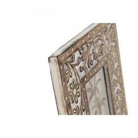 Cornice Portafoto Home ESPRIT Bianco Naturale Cristallo Legno di mango Indiano 21 x 2 x 26,5 cm