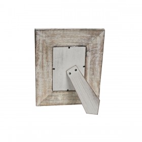 Cornice Portafoto Home ESPRIT Bianco Naturale Cristallo Legno di mango Indiano 21 x 2 x 26,5 cm