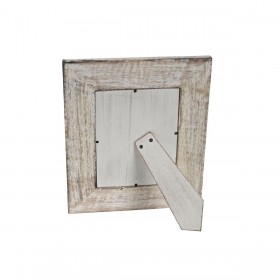 Cornice Portafoto Home ESPRIT Bianco Naturale Cristallo Legno di mango Indiano 26,5 x 2 x 31,5 cm