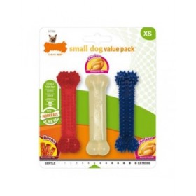 Giocattolo da mordere per cani Nylabone Value Pack Bacon Taglia S Pollo Termoplastico (3 pcs)