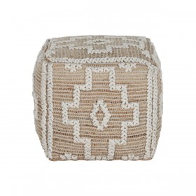 Poggiapiedi Home ESPRIT Bianco Naturale 45 x 45 x 45 cm