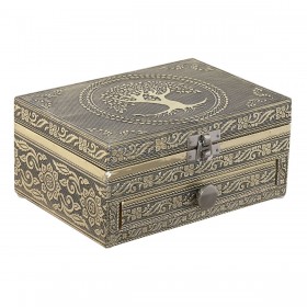 Scatola-Portagioie Home ESPRIT Bianco Champagne Legno Alluminio 17,5 x 12,5 x 8,5 cm