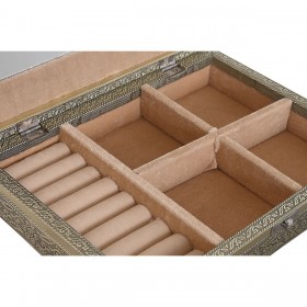 Scatola-Portagioie Home ESPRIT Bianco Champagne Legno Alluminio 27,5 x 20 x 5,4 cm