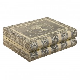 Scatola-Portagioie Home ESPRIT Bianco Champagne Legno Alluminio 22,5 x 18,8 x 7,6 cm