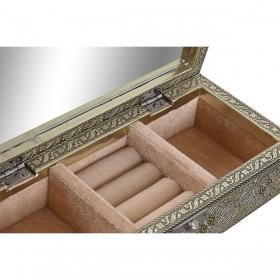 Scatola-Portagioie Home ESPRIT Bianco Champagne Legno Alluminio 22,5 x 10 x 6,5 cm