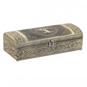 Scatola-Portagioie Home ESPRIT Bianco Champagne Legno Alluminio 22,5 x 10 x 6,5 cm
