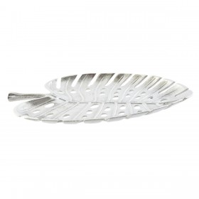 Centrotavola Home ESPRIT Argentato Alluminio Moderno Foglia della pianta 38,5 x 28 x 3 cm