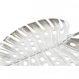 Centrotavola Home ESPRIT Argentato Alluminio Moderno Foglia della pianta 38,5 x 28 x 3 cm