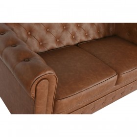 Divano a 2 Piazze Home ESPRIT Marrone Naturale Vintage 151 X 79 X 70 cm
