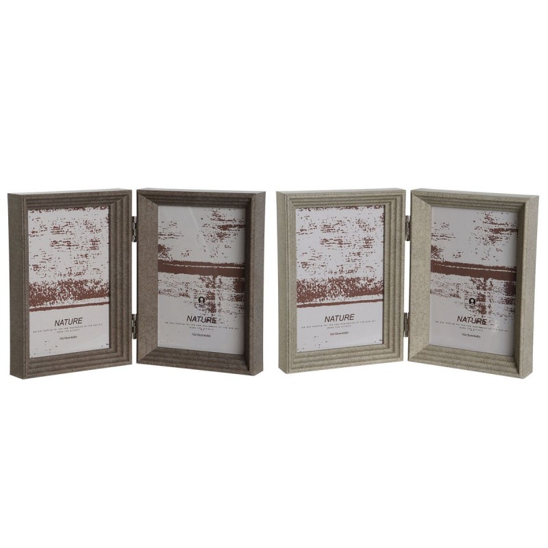 Cornice Portafoto Home ESPRIT Marrone Beige Cristallo polistirene Città 25 x 3 x 18 cm (2 Unità)