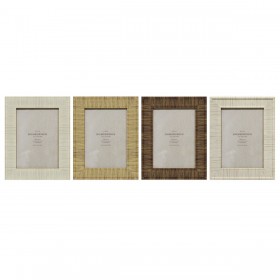 Cornice Portafoto Home ESPRIT Beige Naturale Cristallo polistirene Scandi 18,5 x 2 x 23,5 cm (4 Unità)