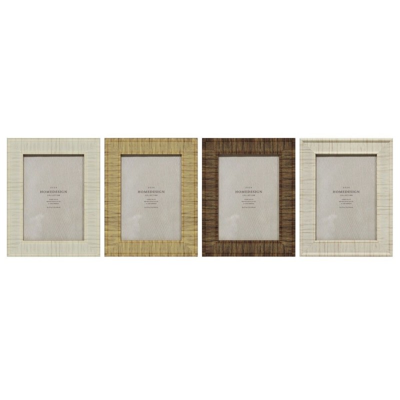 Cornice Portafoto Home ESPRIT Beige Naturale Cristallo polistirene Scandi 18,5 x 2 x 23,5 cm (4 Unità)