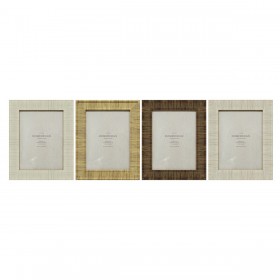 Cornice Portafoto Home ESPRIT Beige Naturale Cristallo polistirene Scandinavo 20,5 x 2 x 25,5 cm (4 Unità)
