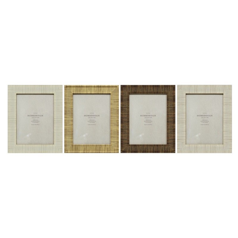 Cornice Portafoto Home ESPRIT Beige Naturale Cristallo polistirene Scandinavo 20,5 x 2 x 25,5 cm (4 Unità)