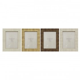 Cornice Portafoto Home ESPRIT Beige Naturale Cristallo polistirene Scandinavo 20,5 x 2 x 25,5 cm (4 Unità)
