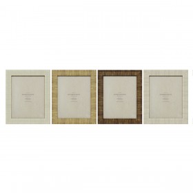 Cornice Portafoto Home ESPRIT Beige Naturale Cristallo polistirene Scandinavo 25,5 X 2 X 30,5 cm (4 Unità)