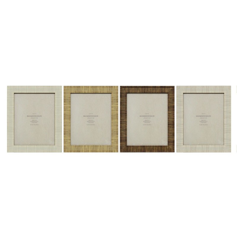 Cornice Portafoto Home ESPRIT Beige Naturale Cristallo polistirene Scandinavo 25,5 X 2 X 30,5 cm (4 Unità)
