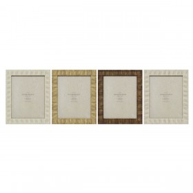 Cornice Portafoto Home ESPRIT Beige Naturale Cristallo polistirene Scandinavo 25,5 X 2 X 30,5 cm (4 Unità)