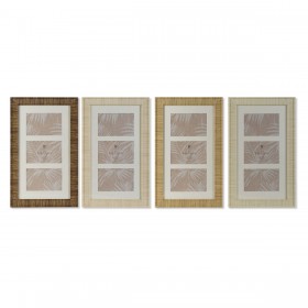 Cornice Portafoto Home ESPRIT Bianco Marrone Beige Naturale Cristallo polistirene Scandinavo 26 X 2 X 44 cm (4 Unità)