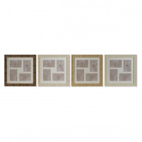 Cornice Portafoto Home ESPRIT Marrone Beige Naturale Avorio Cristallo polistirene Scandinavo 38 x 2 x 38 cm (4 Unità)