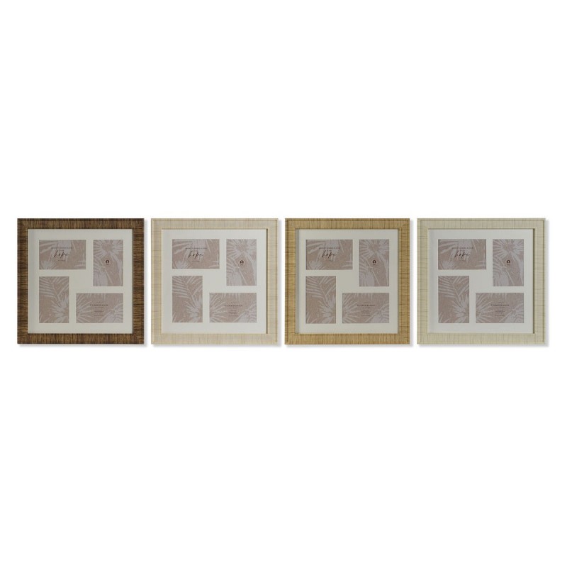 Cornice Portafoto Home ESPRIT Marrone Beige Naturale Avorio Cristallo polistirene Scandinavo 38 x 2 x 38 cm (4 Unità)