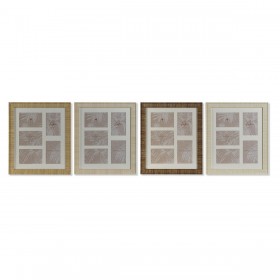 Cornice Portafoto Home ESPRIT Marrone Beige Naturale Avorio Cristallo polistirene Scandinavo 34 X 2 X 38 cm (4 Unità)