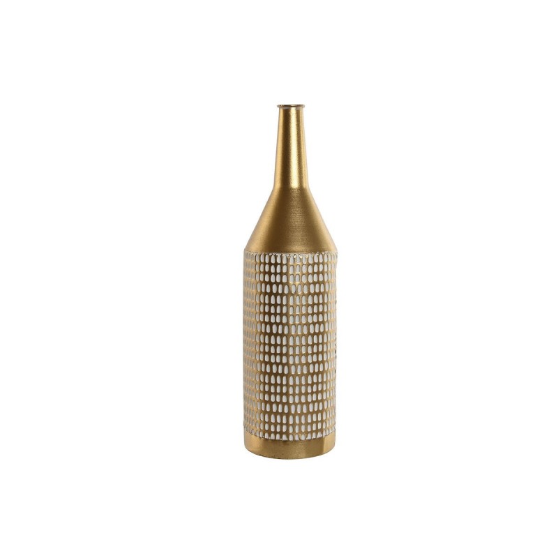 Vaso Home ESPRIT Bianco Dorato Metallo Moderno 14,5 x 14,5 x 55,5 cm