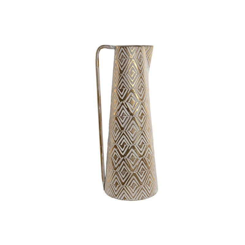 Vaso Home ESPRIT Bianco Dorato Metallo Moderno 24,5 X 24,5 X 66 cm