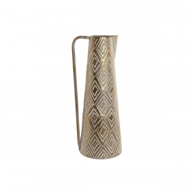 Vaso Home ESPRIT Bianco Dorato Metallo Moderno 19,5 X 19,5 X 53 cm