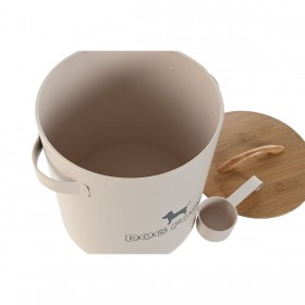 Contenitore per alimenti per animali domestici Home ESPRIT Beige Naturale Metallo Bambù 8 L 25 X 21,7 X 26 cm